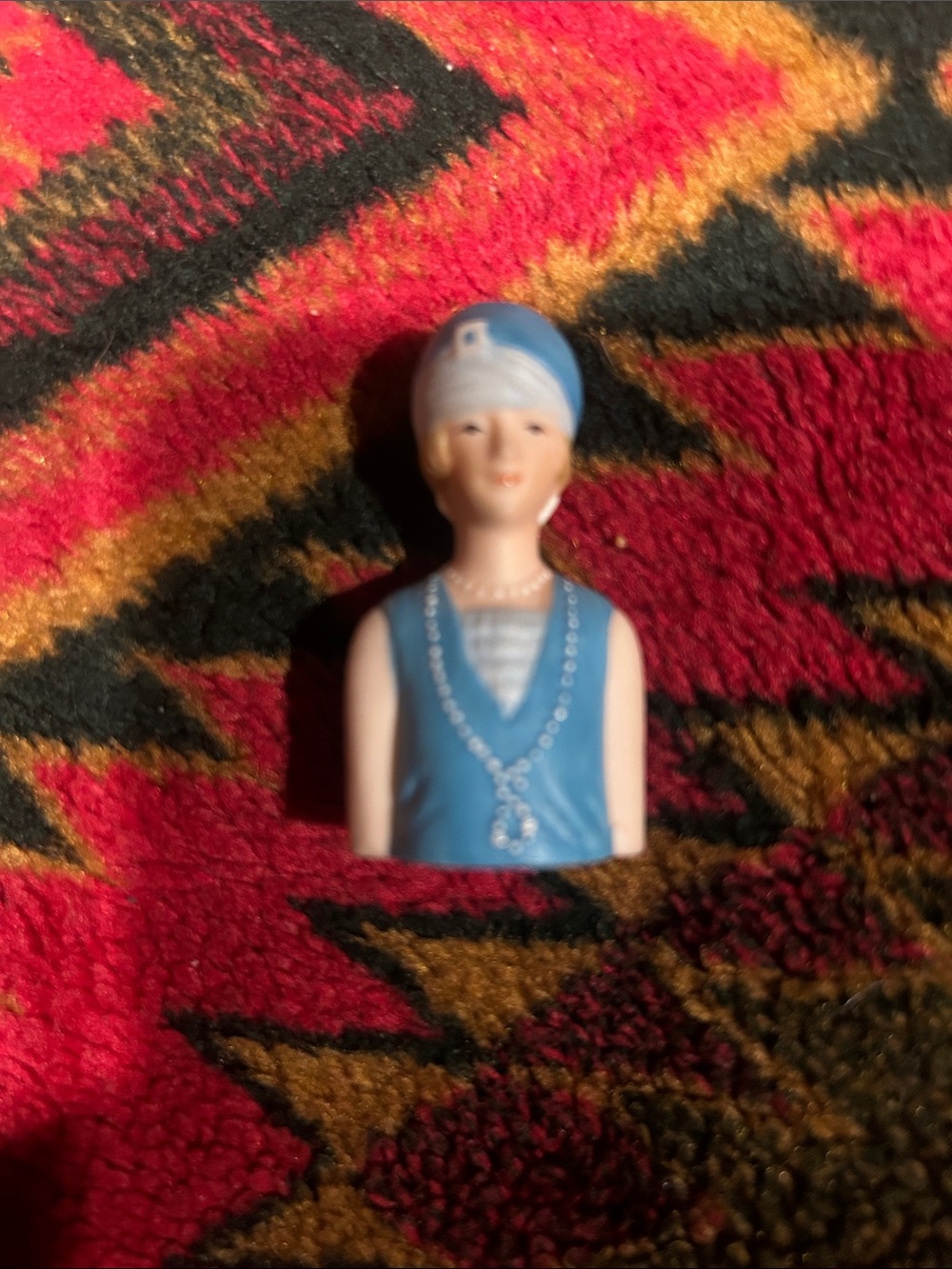 Avon Blue Ceramic Flapper Bust Figurine
